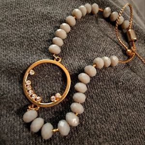 Gold and Grey Beaded Rope Bracelet